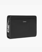 Clutch cầm tay đeo chéo khóa vân tay da bò Taiga màu đen RB14